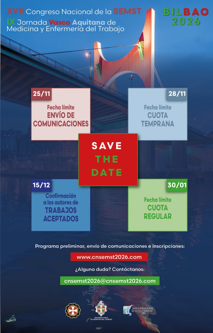 Fechas importantes XVII Congreso Nacional de la SEMST 